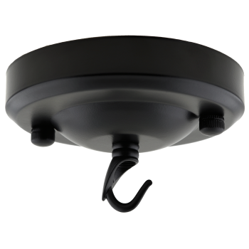 Large Ceiling Rose with Deco Style Hook in Matte Black
