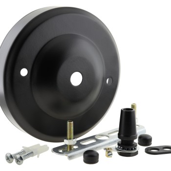 Ceiling Pendant Kit with Large Matte Black Rose and B22 Bronze Lampholder with Black Flex