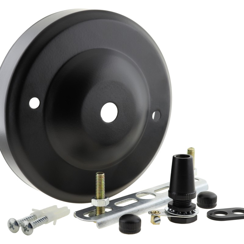 Large Ceiling Rose with Metal Cord Grip in Matte Black