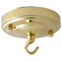 Large Ceiling Rose with Deco Style Hook in Polished Brass