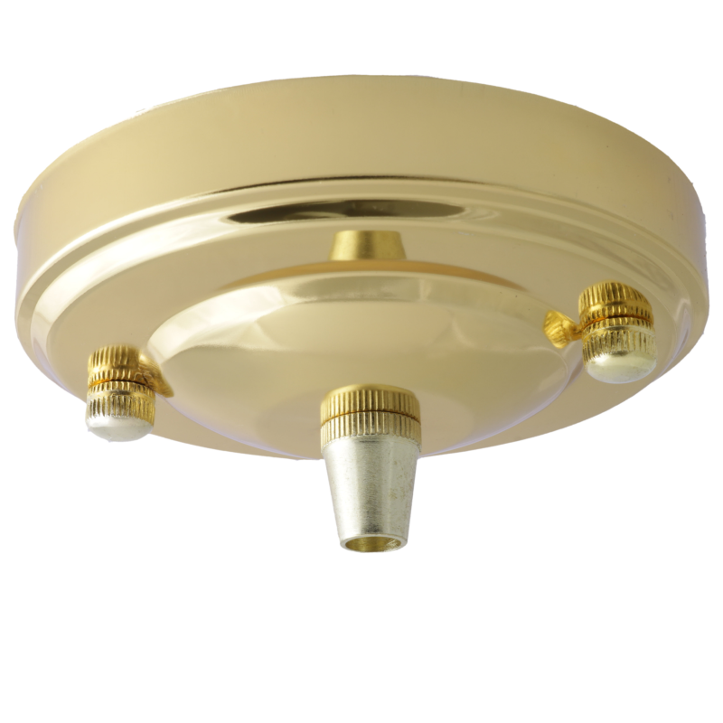 Large Ceiling Rose with Metal Cord Grip in Polished Brass Effect Large Ceiling Rose with Metal Cord Grip in Polished Brass Effect
