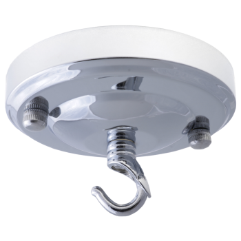 Large Ceiling Rose with Deco Style Hook in Silver Nickel Effect