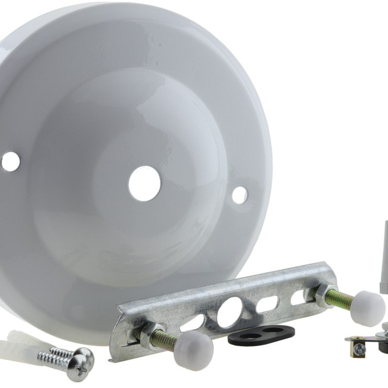 Ceiling Pendant Kit with Large Gloss White Rose and B22 Lampholder in Antique Brass Finish with Classic Ivory Flex