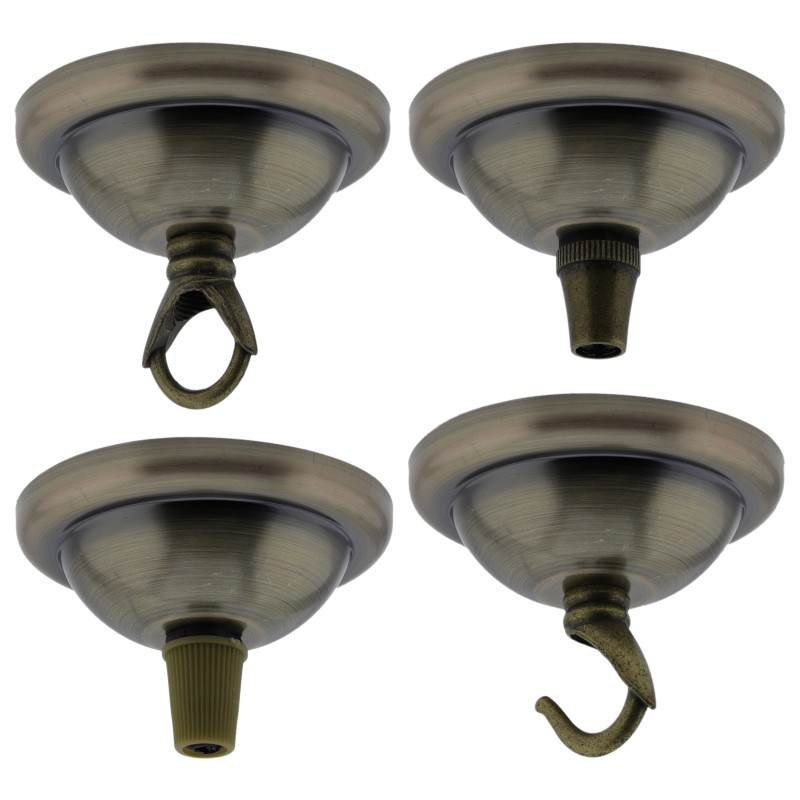 Small Ceiling Rose with Deco Style Loop in Antique Brass Effect Small Ceiling Rose with Deco Style Loop in Antique Brass Effect