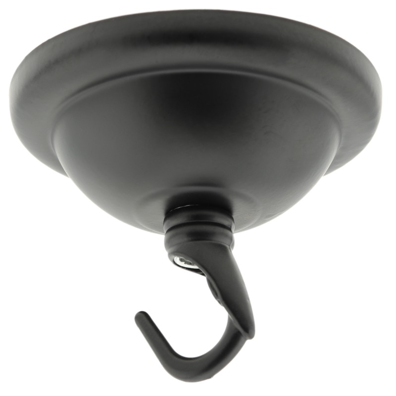 Small Ceiling Rose with Deco Style Hook in Matte Black Finish Small Ceiling Rose with Deco Style Hook in Matte Black Finish