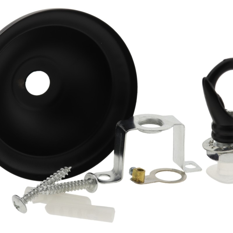 Small Ceiling Rose with Deco Style Hook in Matte Black Finish Small Ceiling Rose with Deco Style Hook in Matte Black Finish