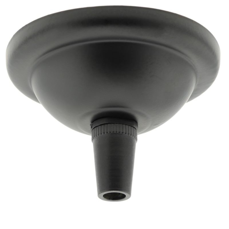 Small Ceiling Rose with Metal Cord Grip in Matte Black Finish Small Ceiling Rose with Metal Cord Grip in Matte Black Finish