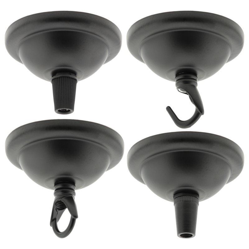 Small Ceiling Rose with Deco Style Hook in Matte Black Finish Small Ceiling Rose with Deco Style Hook in Matte Black Finish