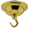 Small Ceiling Rose with Deco Style Hook in Polished Brass Effect