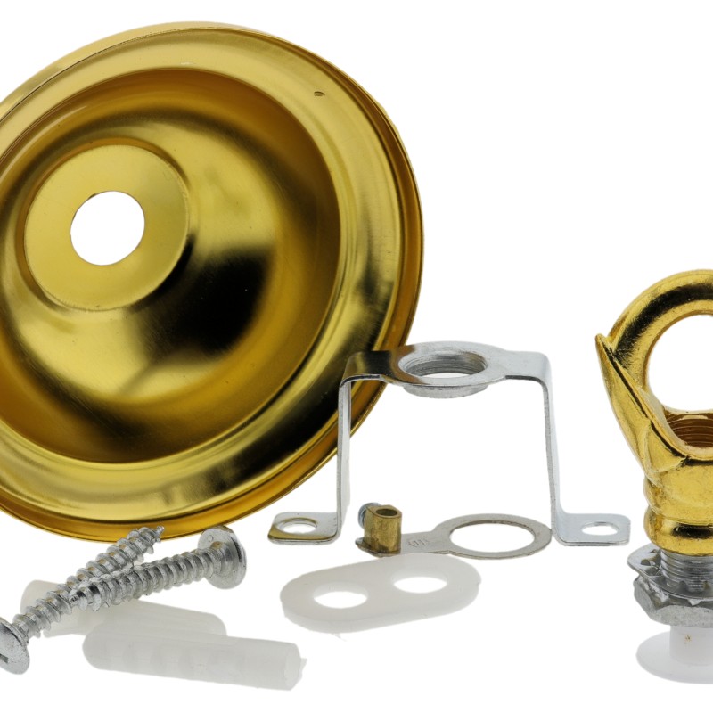 Small Ceiling Rose with Deco Style Loop in Polished Brass Effect Small Ceiling Rose with Deco Style Loop in Polished Brass Effect