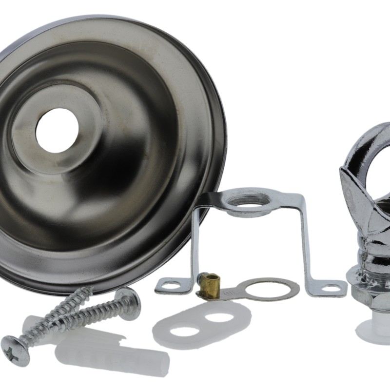 Small Ceiling Rose with Deco Style Loop in Silver Nickel Effect Small Ceiling Rose with Deco Style Loop in Silver Nickel Effect