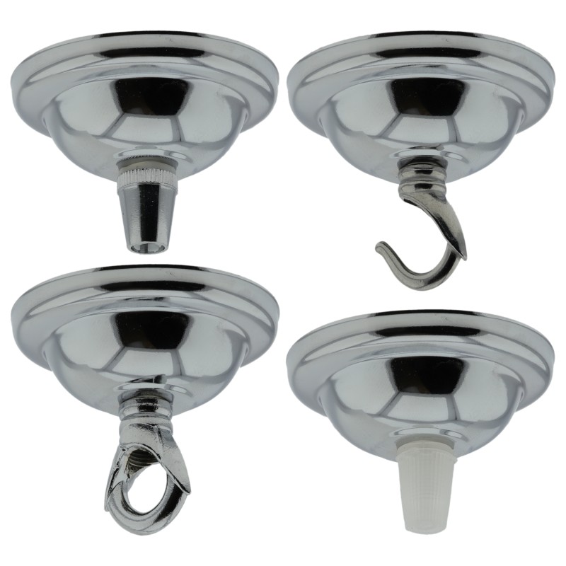 Small Ceiling Rose with Metal Cord Grip in Silver Nickel Effect Small Ceiling Rose with Metal Cord Grip in Silver Nickel Effect