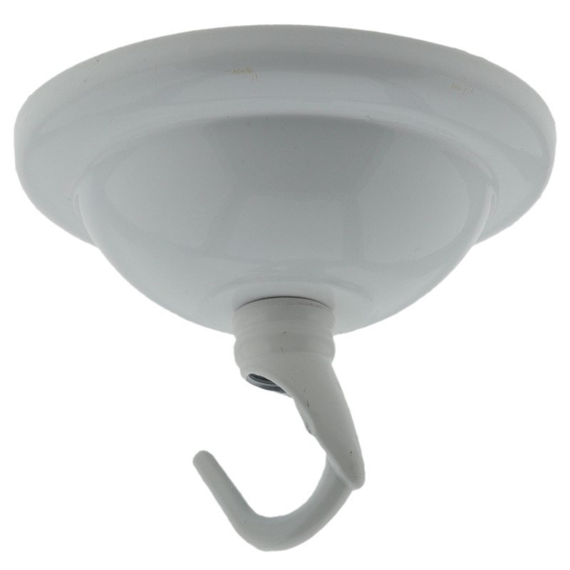 Small Ceiling Rose with Deco Style Hook in Gloss White Finish Small Ceiling Rose with Deco Style Hook in Gloss White Finish