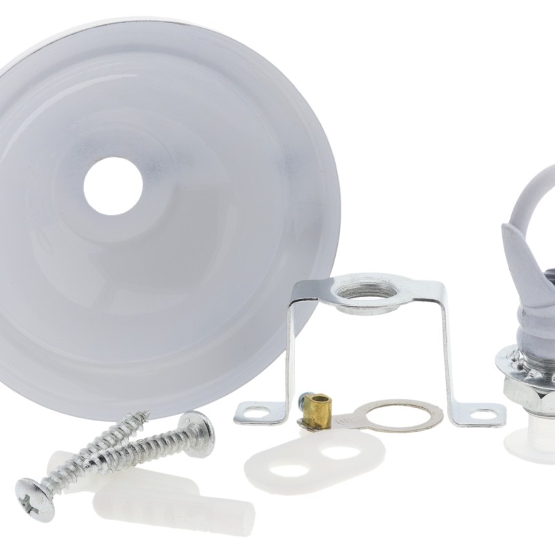 Small Ceiling Rose with Deco Style Loop in Gloss White Finish Small Ceiling Rose with Deco Style Loop in Gloss White Finish