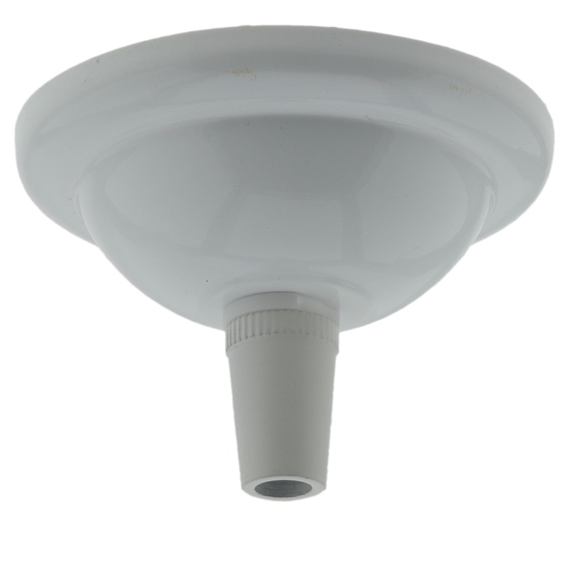 Small Ceiling Rose with Metal Cord Grip in Gloss White Finish Small Ceiling Rose with Metal Cord Grip in Gloss White Finish