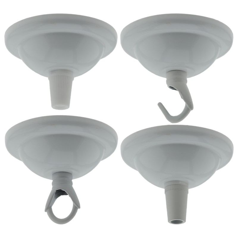 Small Ceiling Rose with Deco Style Hook in Gloss White Finish Small Ceiling Rose with Deco Style Hook in Gloss White Finish