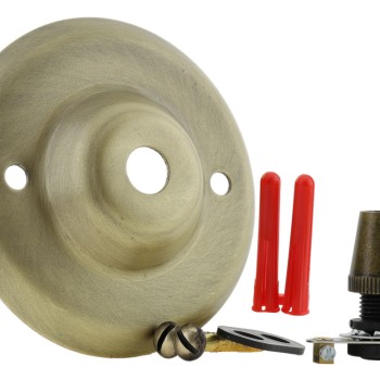 Ceiling Rose with Metal Cord Grip in Antique Brass Effect