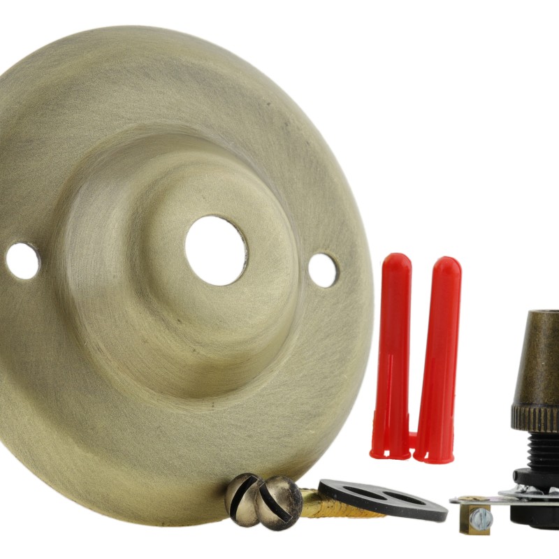 Ceiling Rose with Metal Cord Grip in Antique Brass Effect Ceiling Rose with Metal Cord Grip in Antique Brass Effect