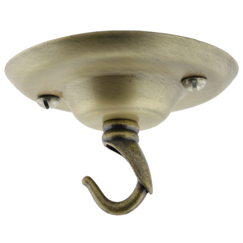 Ceiling Rose with Deco Style Hook in Antique Brass Effect