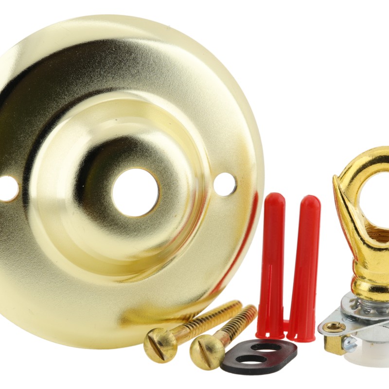Ceiling Rose with Deco Style Loop in Brass Effect Ceiling Rose with Deco Style Loop in Brass Effect