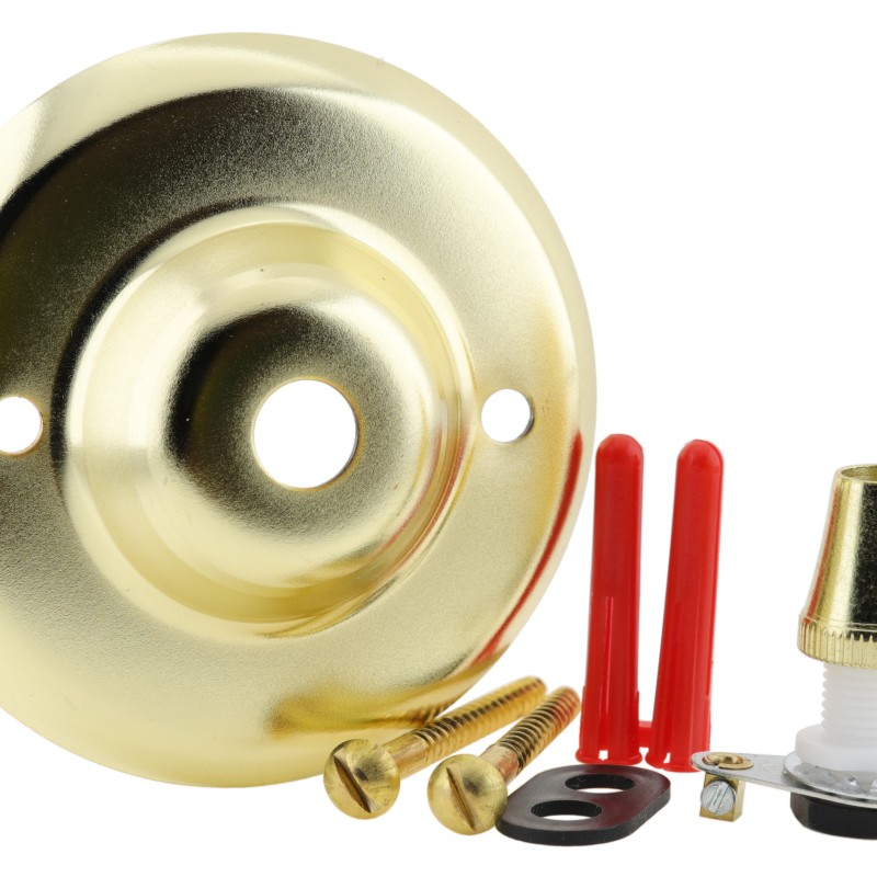 Ceiling Rose with Metal Cord Grip in Brass Effect Ceiling Rose with Metal Cord Grip in Brass Effect