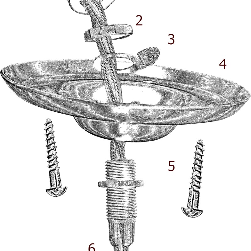 Ceiling Rose with Deco Style Hook in Brass Effect