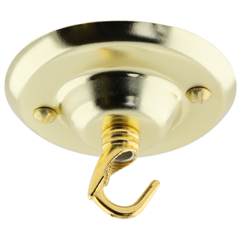 Ceiling Rose with Deco Style Hook in Brass Effect Ceiling Rose with Deco Style Hook in Brass Effect