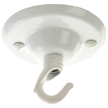 Ceiling Rose with Deco Style Hook in Gloss White Finish