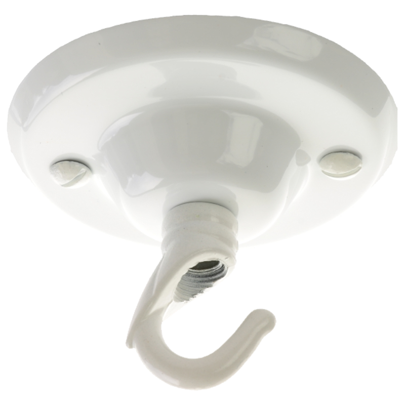 Ceiling Rose with Deco Style Hook in Gloss White Finish Ceiling Rose with Deco Style Hook in Gloss White Finish