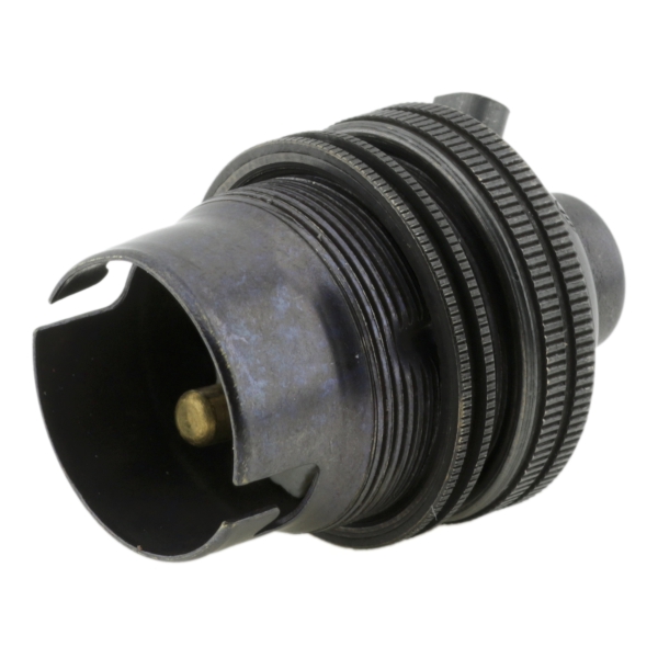 Lampholder B22 Dark Bronze with Shade Ring, 10mm Threaded Entry Lampholder B22 Dark Bronze with Shade Ring, 10mm Threaded Entry