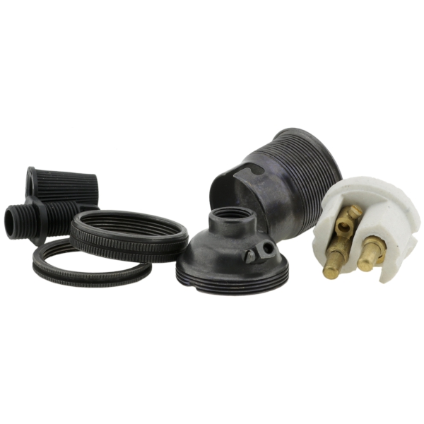 Lampholder B22 Dark Bronze with Shade Ring, Metal Cord Grip Lampholder B22 Dark Bronze with Shade Ring, Metal Cord Grip