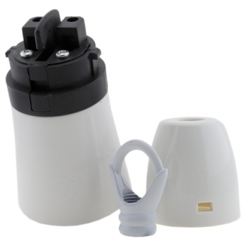 Lampholder B22 White With Shade Skirt and Metal Chain Loop