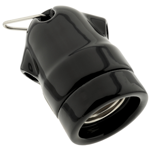 Glazed Porcelain Festoon E27 Lampholder in Black Glazed Porcelain Festoon E27 Lampholder in Black