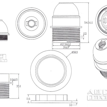 Lampholder E27 Off-White Thermoset Plastic with Shade Ring 10mm Threaded Entry Lampholder E27 Off-White Thermoset Plastic with Shade Ring 10mm Threaded Entry