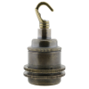 Traditional Edison Screw Lamp Holder (E27) with Shade Rings and Metal Deco Styled Hook in Antique Finish