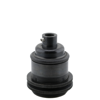 Traditional Edison Screw Lamp Holder (E27) with Shade Rings and Lockable 10mm Threaded Entry in Bronze Finish