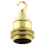 Traditional Edison Screw Lamp Holder (E27) with Shade Rings and Metal Deco Styled Hook in Raw Brass