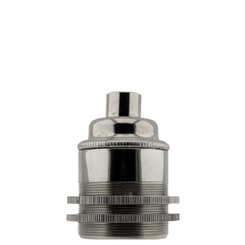 Traditional Edison Screw Bulb Holder (E27) with 2 Shade Rings with Lockable 10mm Threaded Entry in Chrome Effect Finish